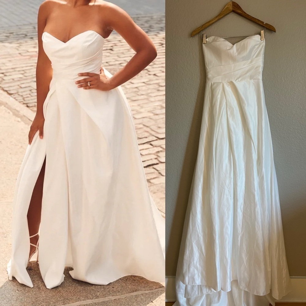 Lifetime of Love White Satin Strapless A-Line Gown